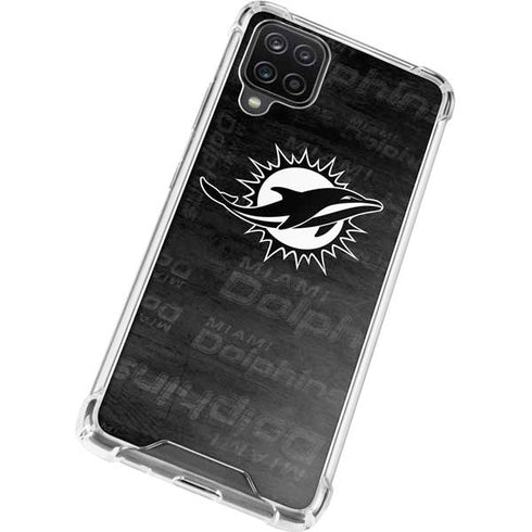 NFL Miami Dolphins Black & White Galaxy A12 Clear Case