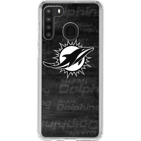 NFL Miami Dolphins Black & White Galaxy A21 Clear Case