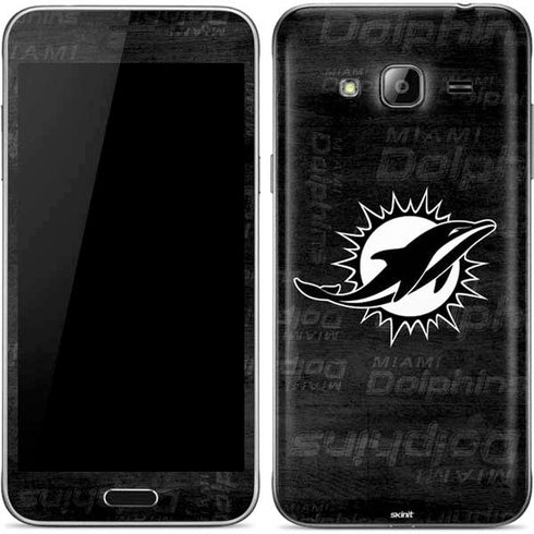 NFL Miami Dolphins Black & White Galaxy J3 Skin