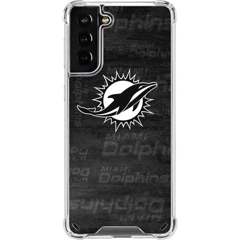 NFL Miami Dolphins Black & White Galaxy S21 Plus 5G Clear Case