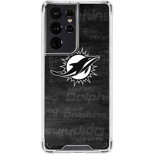 NFL Miami Dolphins Black & White Galaxy S21 Ultra 5G Clear Case