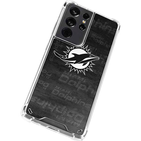 NFL Miami Dolphins Black & White Galaxy S21 Ultra 5G Clear Case