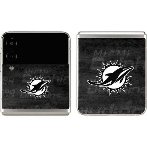 NFL Miami Dolphins Black & White Galaxy Z Flip3 5G Skin