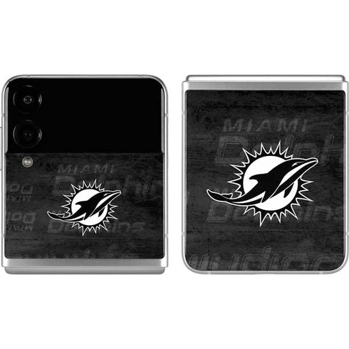 NFL Miami Dolphins Black & White Galaxy Z Flip4 5G Skin