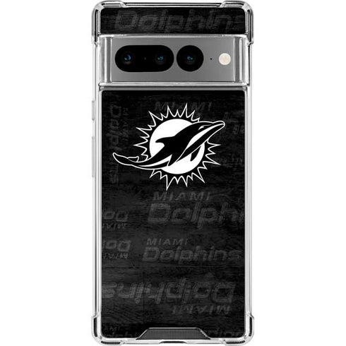 NFL Miami Dolphins Black & White Google Pixel 7 Pro Clear Case