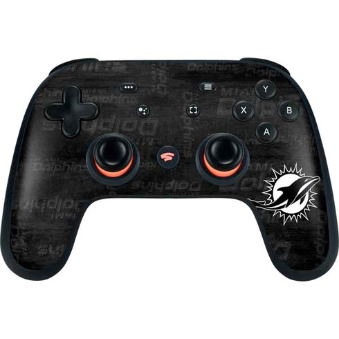 NFL Miami Dolphins Black & White Google Stadia Controller Skin