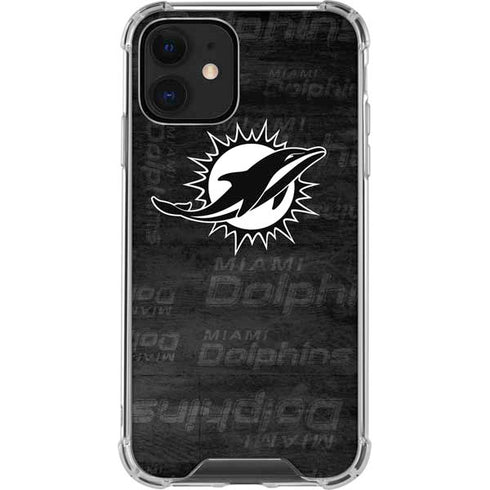 NFL Miami Dolphins Black & White iPhone 12 Clear Case