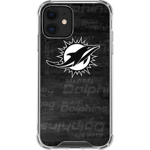 NFL Miami Dolphins Black & White iPhone 12 Mini Clear Case
