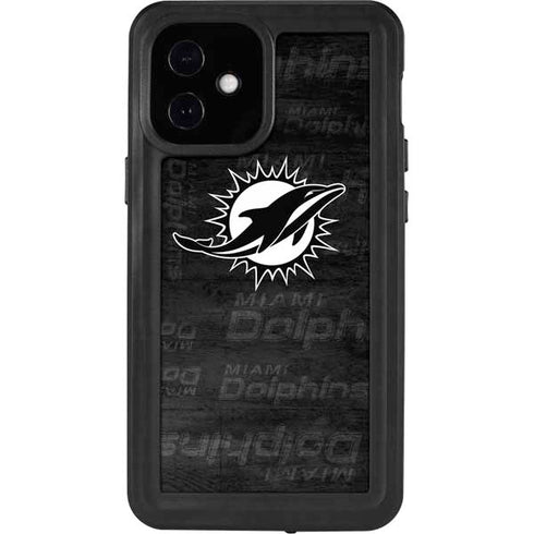 NFL Miami Dolphins Black & White iPhone 12 Mini Waterproof Case