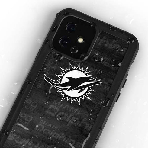 NFL Miami Dolphins Black & White iPhone 12 Mini Waterproof Case