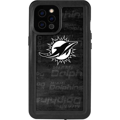 NFL Miami Dolphins Black & White iPhone 12 Pro Max Waterproof Case