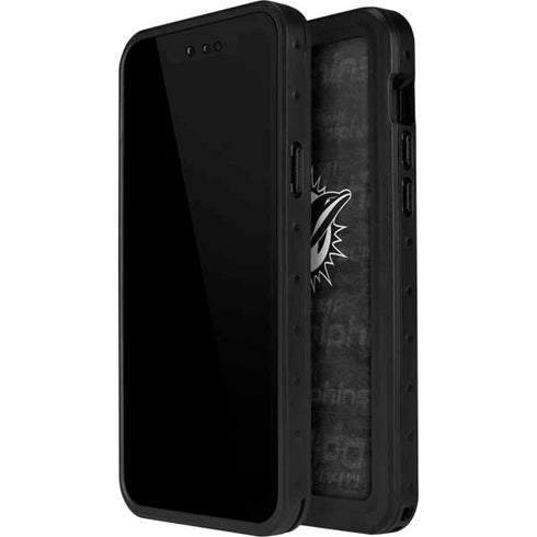 NFL Miami Dolphins Black & White iPhone 12 Pro Waterproof Case
