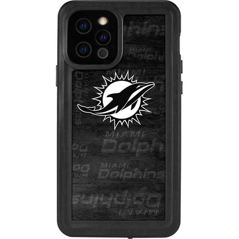 NFL Miami Dolphins Black & White iPhone 12 Pro Waterproof Case