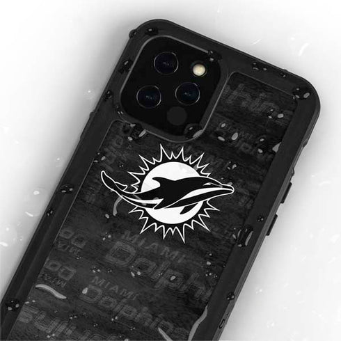 NFL Miami Dolphins Black & White iPhone 12 Pro Waterproof Case