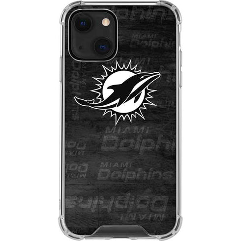 NFL Miami Dolphins Black & White iPhone 13 Mini Clear Case
