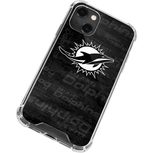 NFL Miami Dolphins Black & White iPhone 13 Mini Clear Case