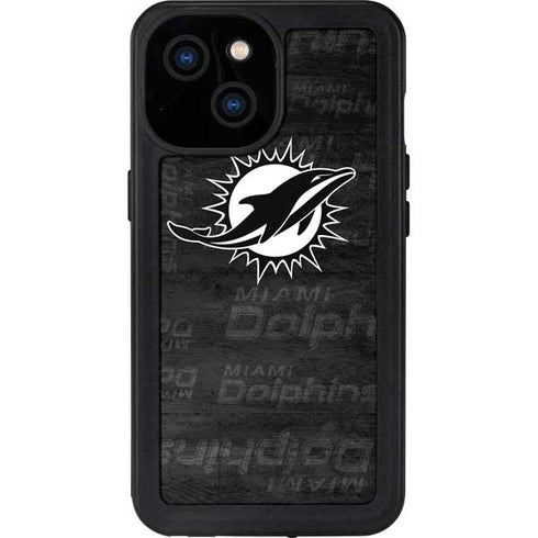 NFL Miami Dolphins Black & White iPhone 13 Mini Waterproof Case