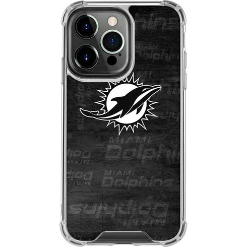 NFL Miami Dolphins Black & White iPhone 13 Pro Clear Case