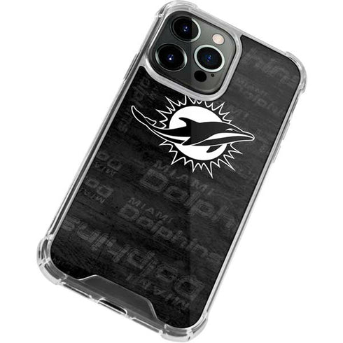 NFL Miami Dolphins Black & White iPhone 15 Pro Clear Case