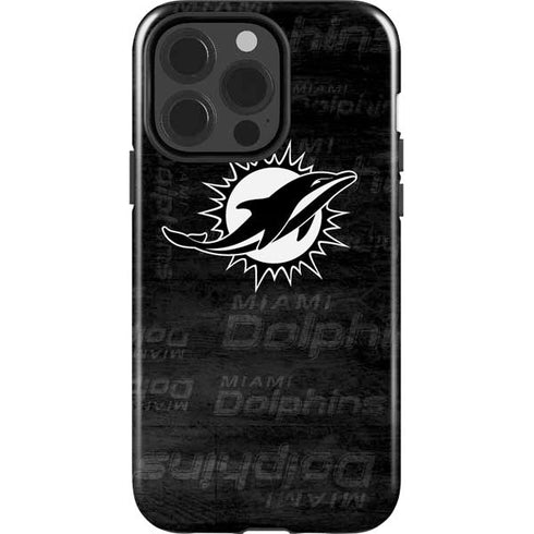 NFL Miami Dolphins Black & White iPhone 15 Pro Impact Case