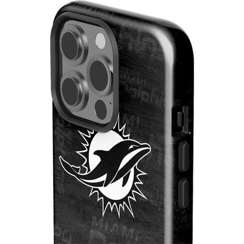 NFL Miami Dolphins Black & White iPhone 15 Pro Impact Case