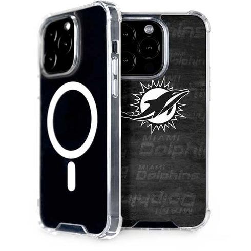 NFL Miami Dolphins Black & White iPhone 15 Pro MagSafe Case