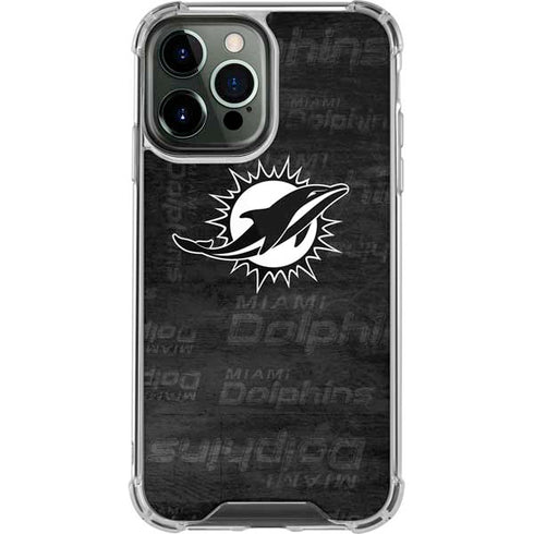 NFL Miami Dolphins Black & White iPhone 14 Pro Max Clear Case