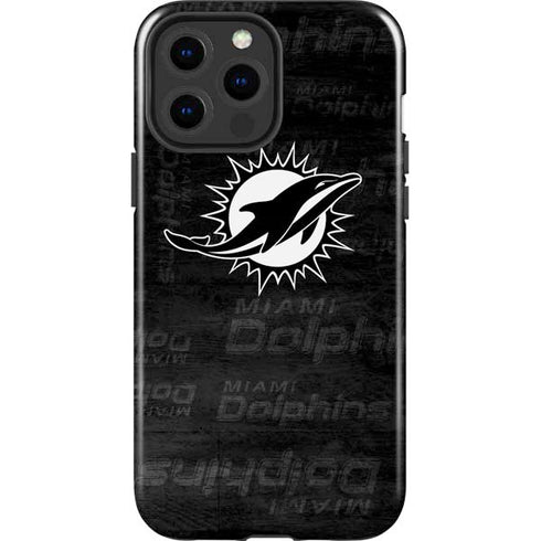 NFL Miami Dolphins Black & White iPhone 15 Pro Max Impact Case