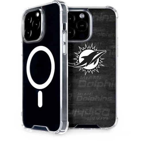 NFL Miami Dolphins Black & White iPhone 15 Pro Max MagSafe Case