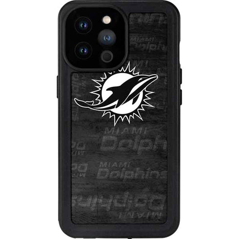 NFL Miami Dolphins Black & White iPhone 14 Pro Max Waterproof Case