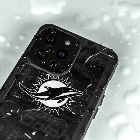 NFL Miami Dolphins Black & White iPhone 14 Pro Max Waterproof Case