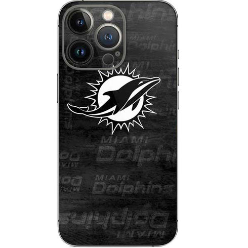NFL Miami Dolphins Black & White iPhone 14 Pro Skin