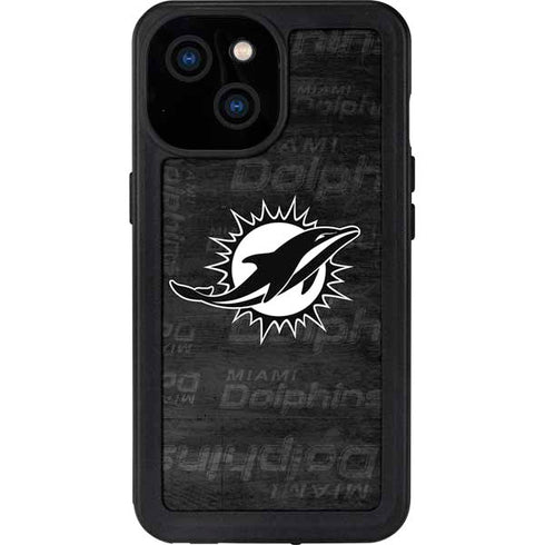 NFL Miami Dolphins Black & White iPhone 15 Waterproof Case