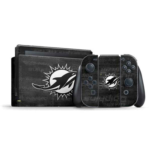 NFL Miami Dolphins Black & White Nintendo Switch Bundle Skin