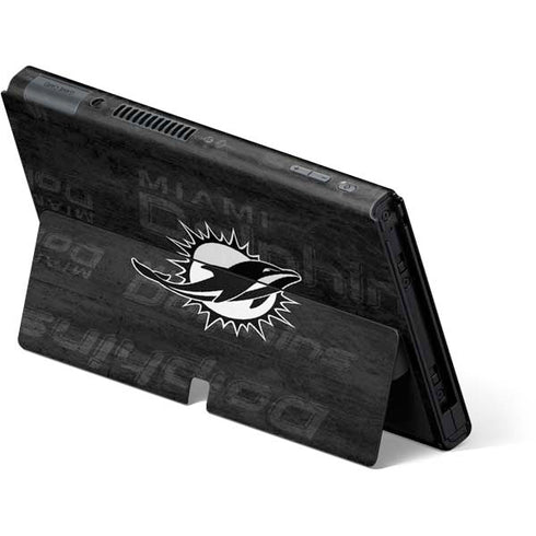 NFL Miami Dolphins Black & White Nintendo Switch OLED (2021) Skin