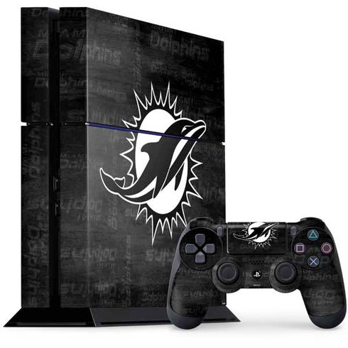 NFL Miami Dolphins Black & White PS4 Console and Controller Bundle Skin