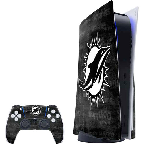 NFL Miami Dolphins Black & White PS5 Bundle Skin