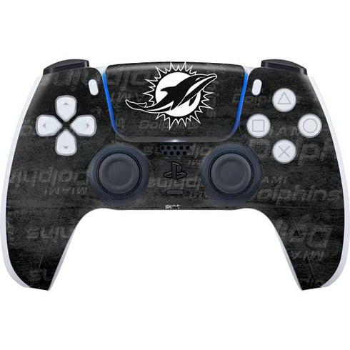 NFL Miami Dolphins Black & White PS5 Controller Skin