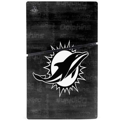 NFL Miami Dolphins Black & White PS5 Slim Disk Console Skin