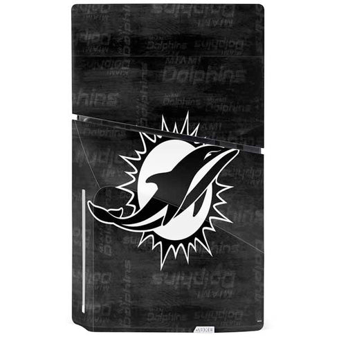 NFL Miami Dolphins Black & White PS5 Slim Disk Console Skin
