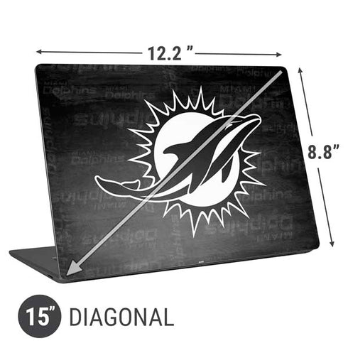 NFL Miami Dolphins Black & White Universal Laptop 15in (12.2 x 8.8in) Skin