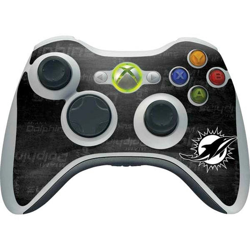 NFL Miami Dolphins Black & White Xbox 360 Wireless Controller Skin