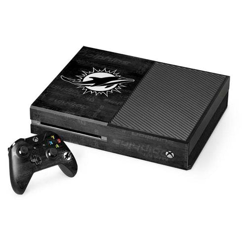 NFL Miami Dolphins Black & White Xbox One Console and Controller Bundle Skin