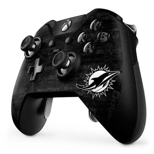 NFL Miami Dolphins Black & White Xbox One Elite Controller Skin