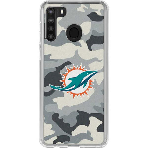 NFL Miami Dolphins Camo Galaxy A21 Clear Case