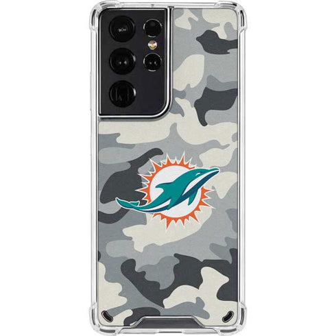 NFL Miami Dolphins Camo Galaxy S21 Ultra 5G Clear Case