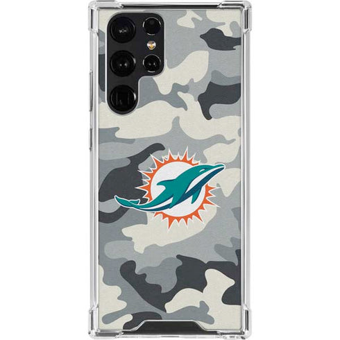 NFL Miami Dolphins Camo Galaxy S22 Ultra Clear Case