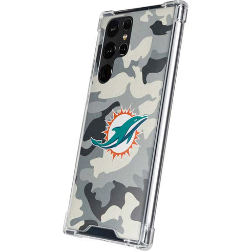 NFL Miami Dolphins Camo Galaxy S22 Ultra Clear Case