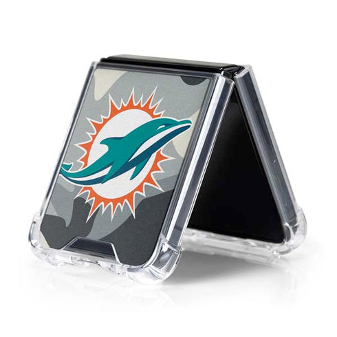 NFL Miami Dolphins Camo Galaxy Z Flip5 5G Clear Case