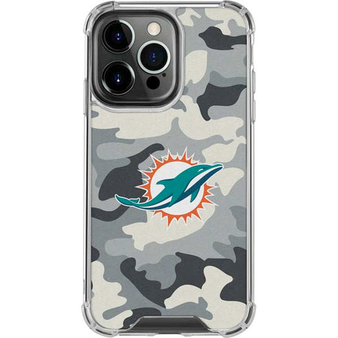 NFL Miami Dolphins Camo iPhone 15 Pro Clear Case